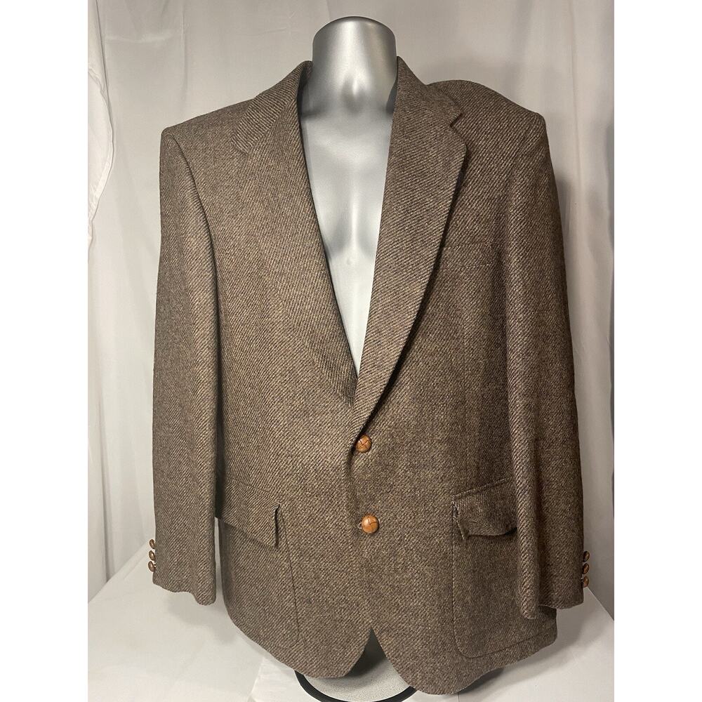 VTG WFF Farah 100% Wool SIZE 42 Sport Coat Blazer Suit Jacket Brown Tweed